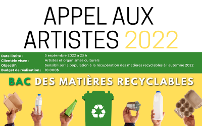 Appel aux artistes 2022 – Sensibilisation au recyclage